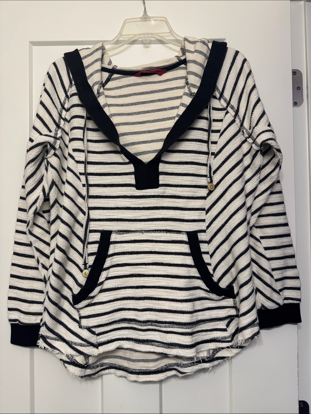 Tigerlily Black and White Striped Hooded Pullover Sweater